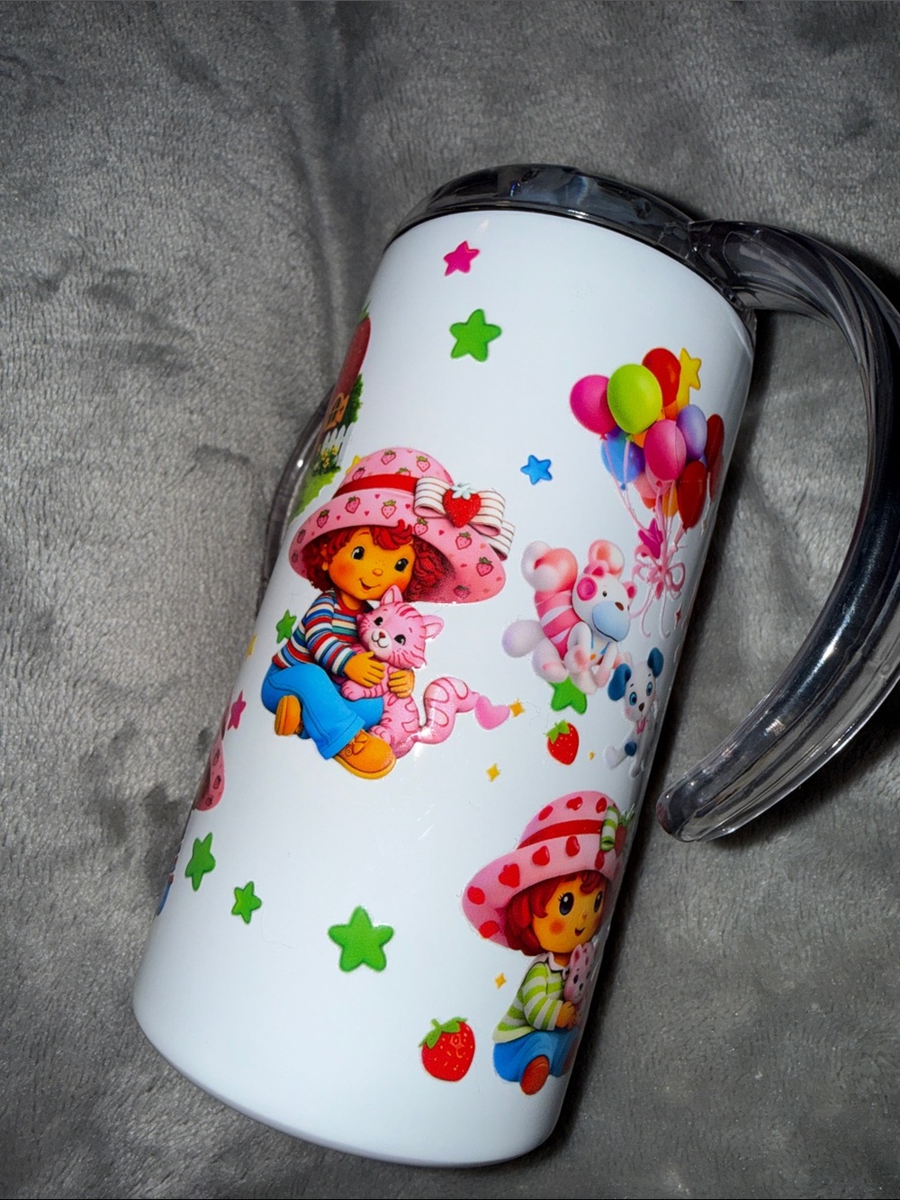 Strawberry Shortcake Themed Kids Sippy Tumbler - Pink & Red Accents - Picture 4 of 5
